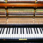 piano keyboard with glossy black and white keys
